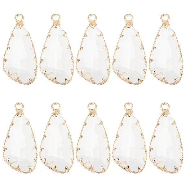 10Pcs Teardrop Glass Pendants