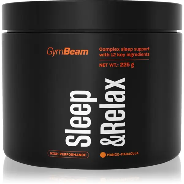 GymBeam Sleep & Relax prášok na podporu spánku a regenerácie príchuť Mango Maracuja 225 g