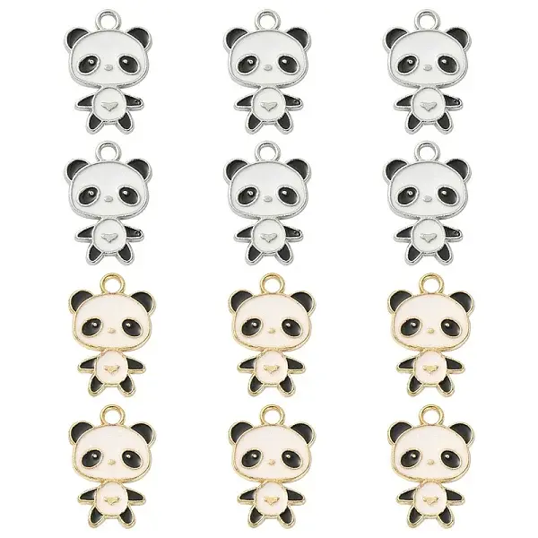 12Pcs 2 Colors Alloy Enamel Pendants