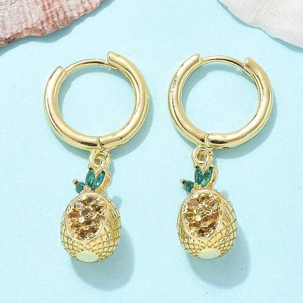 Brass Cubic Zirconia Hoop Earrings