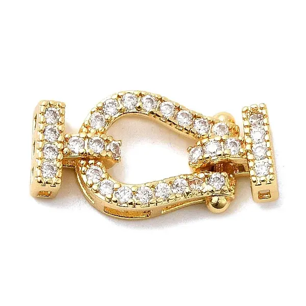 Brass Micro Pave Clear Cubic Zirconia Fold Over Clasps