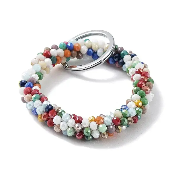 Glass Beaded Bracelet Wrist Keychain