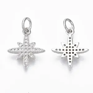Brass Micro Pave Clear Cubic Zirconia Charms