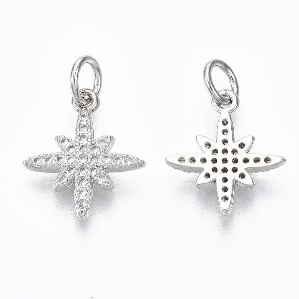 Brass Micro Pave Clear Cubic Zirconia Charms