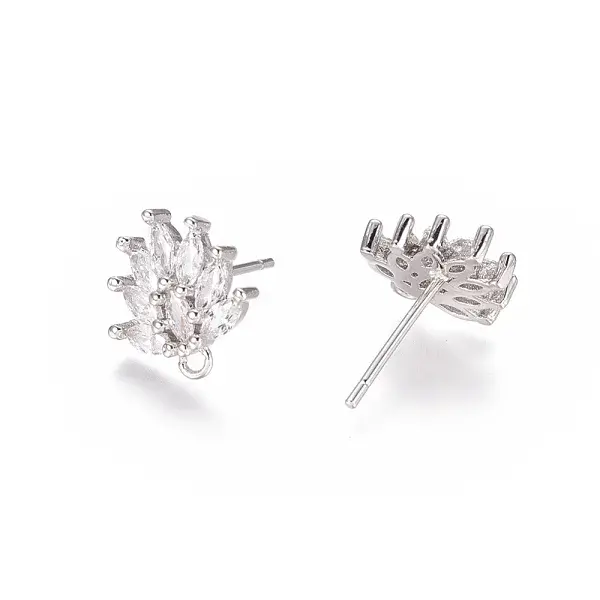 Brass Cubic Zirconia Stud Earring Findings