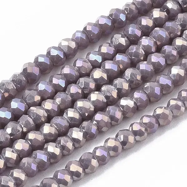 Electroplate Opaque Solid Color Glass Beads Strands