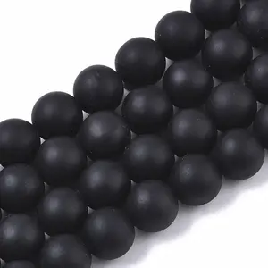 Natural Black Stone Bead Strands