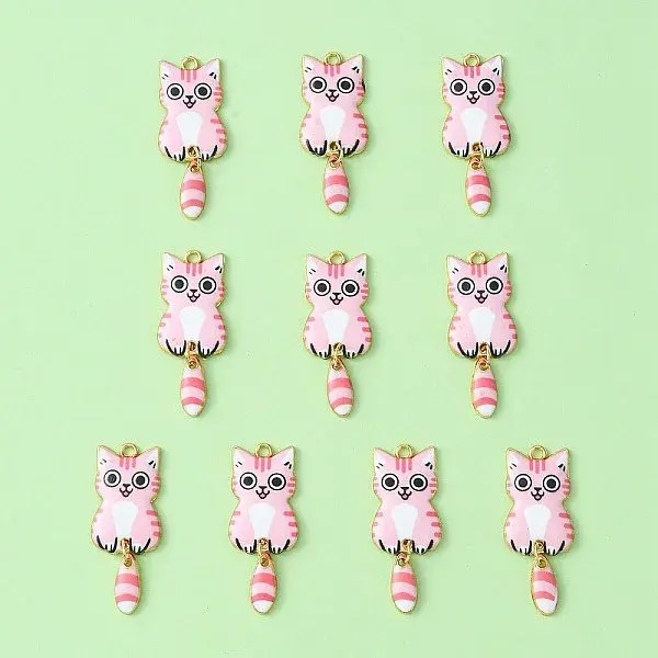 Light Gold Rack Plating Alloy Enamel Pendants