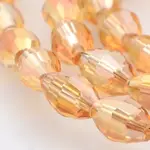 AB Color Plated Glass Faceted Rice Beads Strands