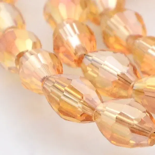 AB Color Plated Glass Faceted Rice Beads Strands