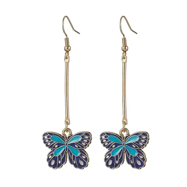 Alloy Enamel Butterfly Dangle Earrings