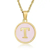 Natural Shell Initial Letter Pendant Necklace