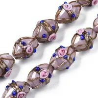 Handmade Gold Sand Lampwork Beads Strands