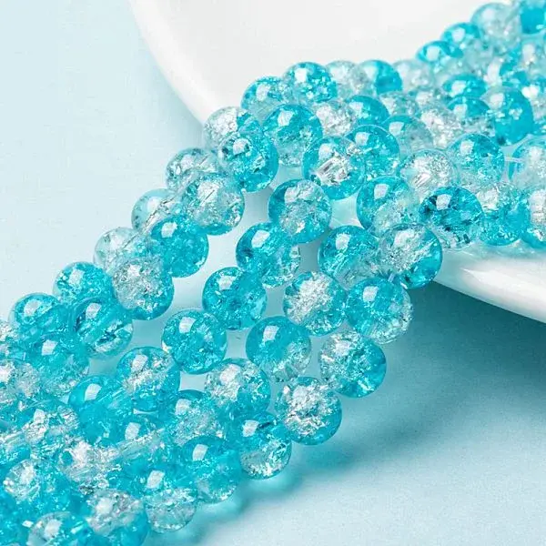 Baking Paint Crackle Glass Bead Strands