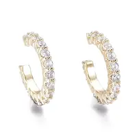 Brass Micro Pave Clear Cubic Zirconia Cuff Earrings