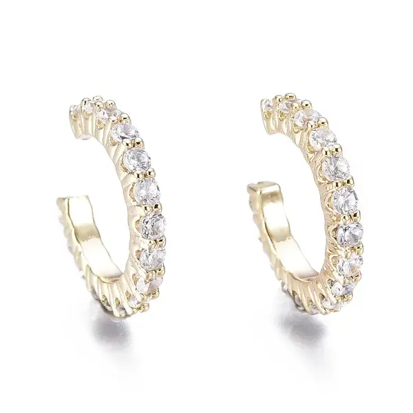 Brass Micro Pave Clear Cubic Zirconia Cuff Earrings