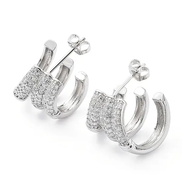 Clear Cubic Zirconia Round Stud Earrings