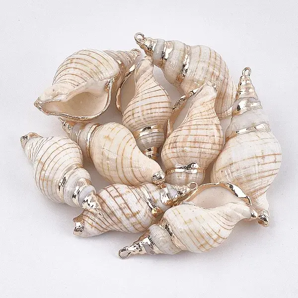 Electroplate Spiral Shell Pendants
