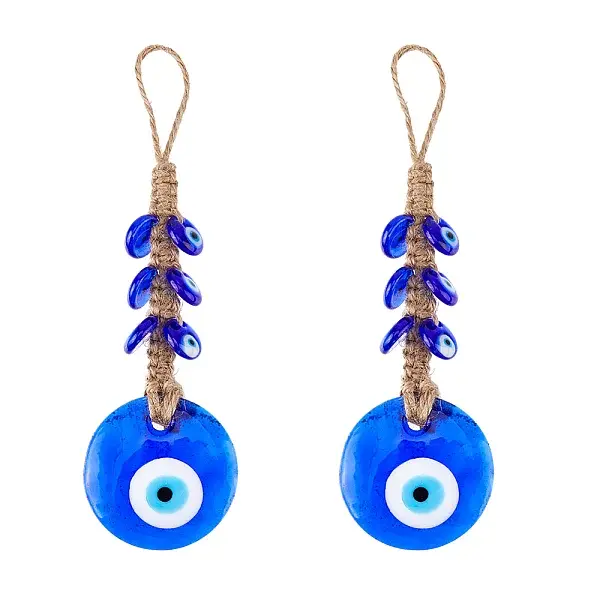2Pcs Glass Turkey Evil Eye Car Hanging Decorations