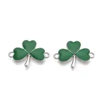 Rack Plating Alloy Green Enamel Shamrock Connector Charms
