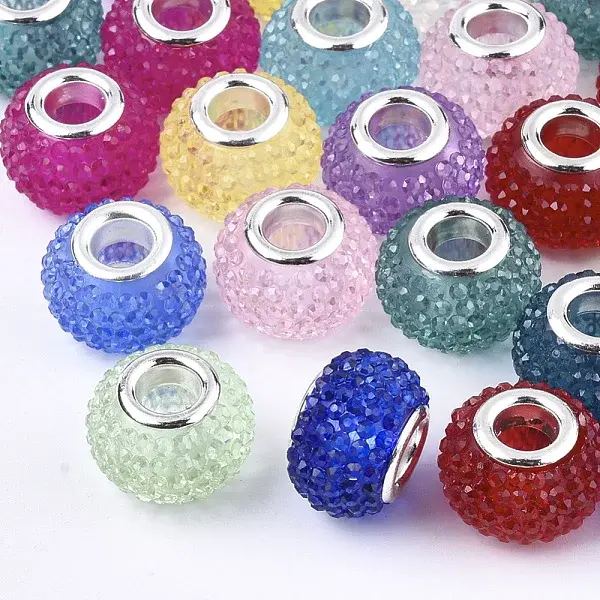 Resin Rhinestone European Beads
