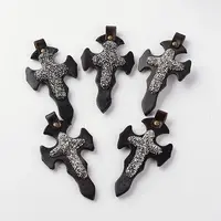 Cross Polymer Clay Rhinestone Big Pendants