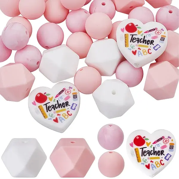 Heart & Hexagon & Round Silicone Focal Beads