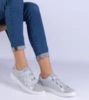 Gemre Silver women's sneakers with Velcro Iriza