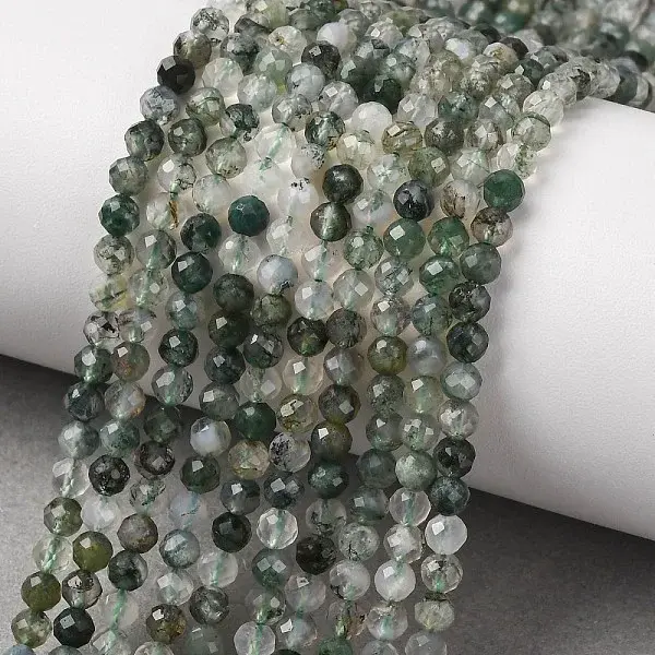 Natural Moss Agate Beads Strands