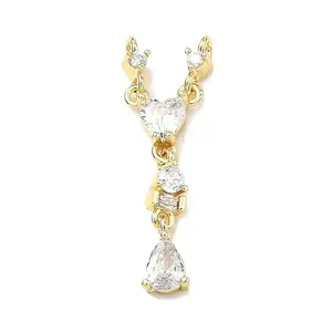 Brass Pave Clear Cubic Zirconia Pendants
