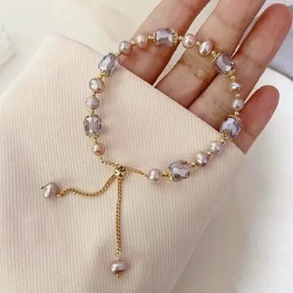 Acrylic & Cubic Zirconia Beads Slider Bracelets