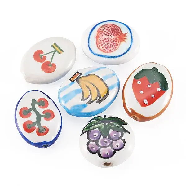 6Pcs 6 Styles Handmade Porcelain Beads