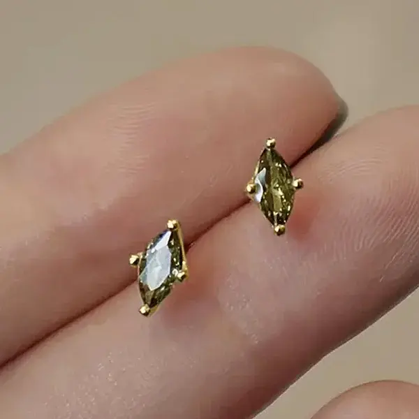 Horse Eye Brass Micro Pave Cubic Zirconia Stud Earrings