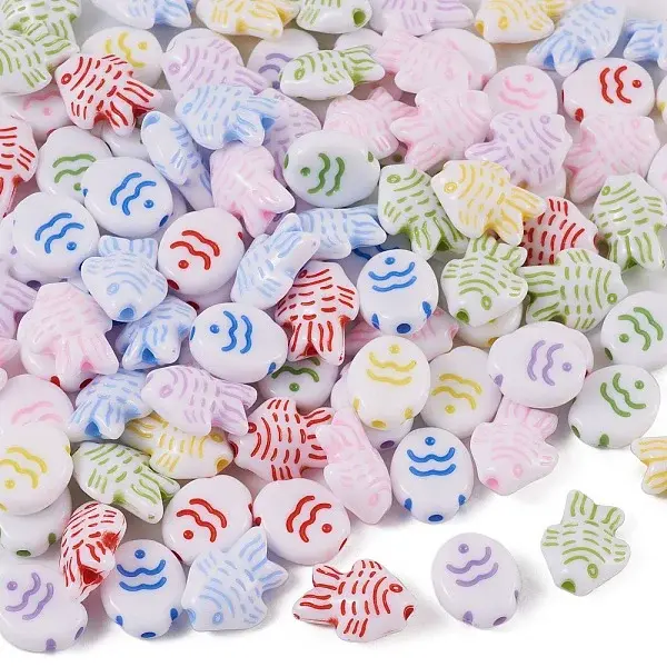 100Pcs 2 Styles Opaque Acrylic Beads