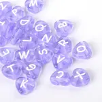 Transparent Acrylic Heart Horizontal Hole Letter Beads