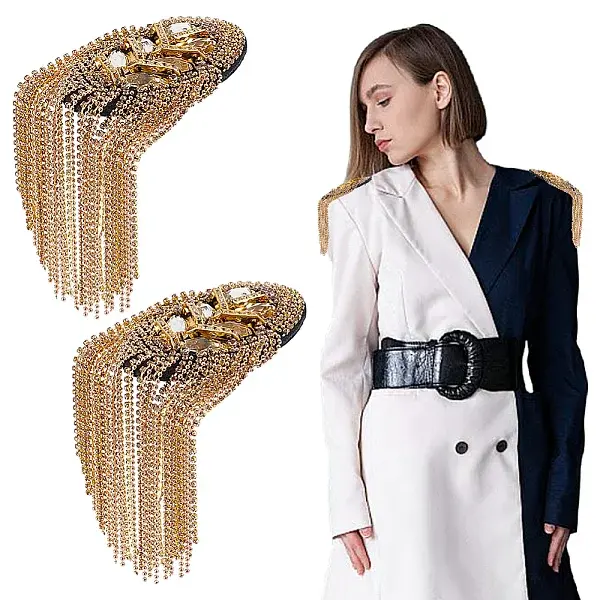 2Pcs Iron Tassel Chain Shoulder Epaulettes