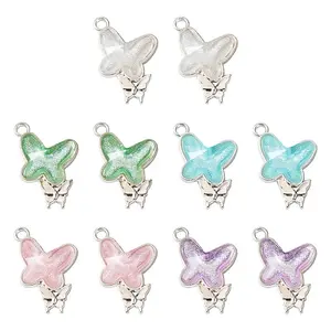 10Pcs 5 Colors Alloy Rhinestone Pendants