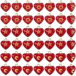 45Pcs 3 Styles Brass Glass Heart Pendants