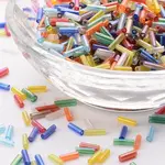 Transparent Colours Rainbow Glass Bugle Beads