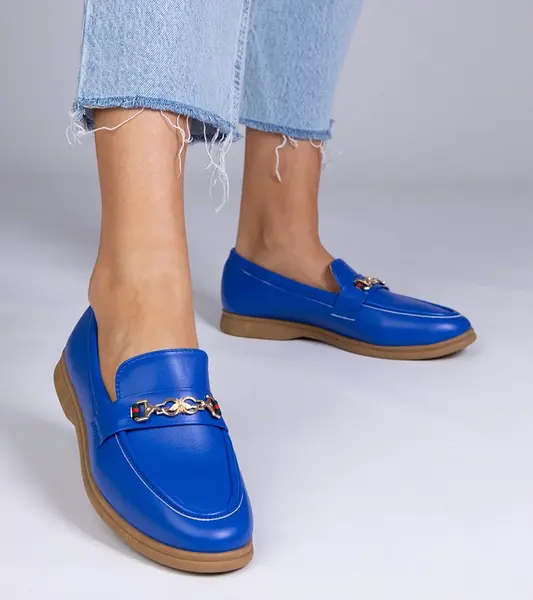 Gemre Blue moccasins with a gold ornament Feola