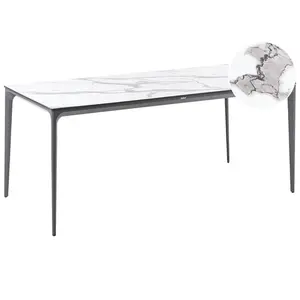 Beliani ZAHRADNÍ STŮL 180/90 cm Mramor Look Bílý Mramor Sovareto