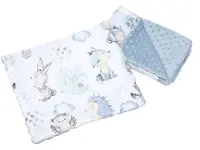 Medi Partners Quilt 55x75 + pillow 35x30 cotton + minky – deer and hedgehog + light blue minky