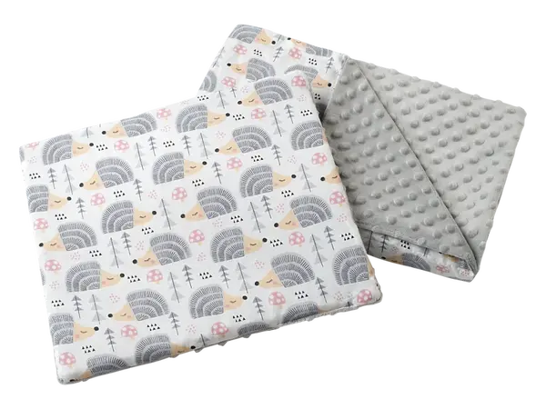 Medi Partners Quilt 55x75 + pillow 35x30 cotton + minky – Gray Hedgehogs + gray minky