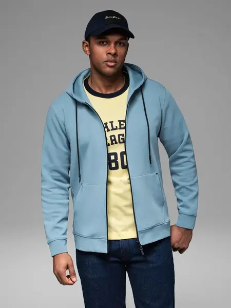 Ombre Unzipped hoodie sweatshirt in streetwear style - light blue