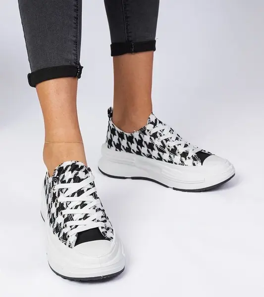 Gemre White and black women's fabric sneakers Katerin