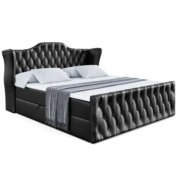 ALTDECOR AMERICKÁ postel VILA-Z – 180 × 200 cm – H4 – vysoce lesklá černá