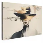 MuchoWow OBRAZ NA PLÁTNĚ Žena - klobouk - barva 120x80 cm