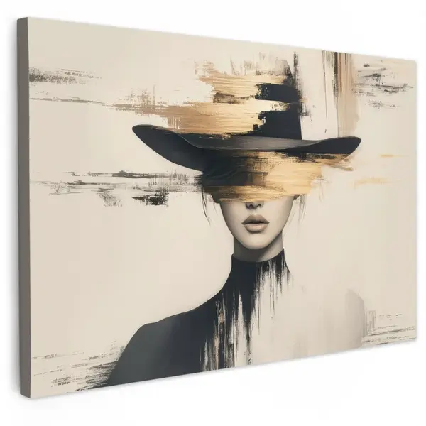 MuchoWow OBRAZ NA PLÁTNĚ Žena - klobouk - barva 120x80 cm