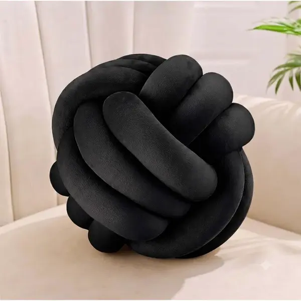 Relaxdays POLŠTÁŘ Černý uzel 25 cm polyester
