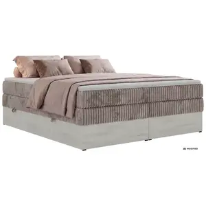 MKS POSTEL BOXSPRING NORDIC ZERO KING 180/200 - Světle hnědá Manšestr - Topper T25 - H3